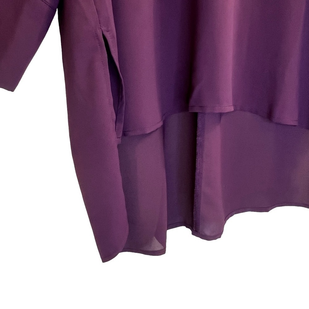 Eloquii Women’s Top 16 Purple Sheer Hi-Lo Long Sleeves - Picture 2 of 10